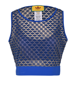 Gucci X Adidas Logo Crop Top, Polyamide, Blue, Sz XL, 3*