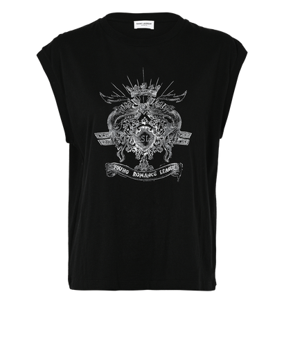 Saint Laurent Young Romance League T-Shirt, £120, Clothing, Black, Cotton, Front view