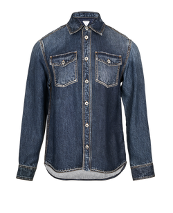 Bottega Veneta Denim Print Shirt, Mens, Viscose, Blue, Sz M, 3*