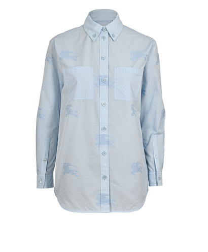 Burberry EKD Oversized Shirt, £195, Clothing, Blue, Cotton, Front view