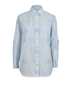 Burberry EKD Oversized Shirt, Cotton, Blue, UK 4, 3*