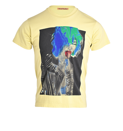 Acne Studios Graphic Oversized T-Shirt, &pound;80, Clothing, Yellow, Cotton, Front view