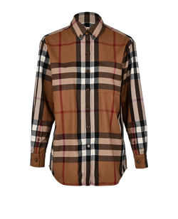 Burberry Oversized Check Shirt, Wool, Brown, UK 4, 3*