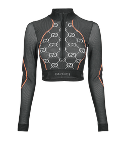 Gucci Zip Up Top, Polyamide, Orange/Black, UK8, 2*