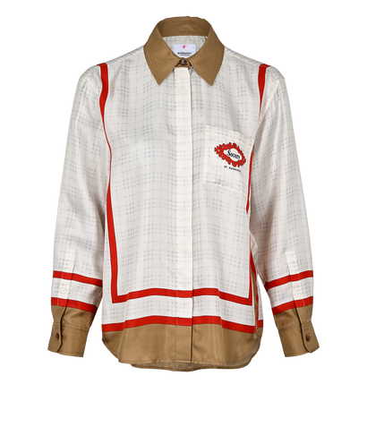 Burberry 'Society' Check Shirt, £220, Clothing, Beige/Red/White, Silk, Front view