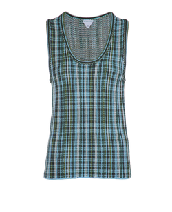Bottega Veneta Checked Tank Top, Viscose/Linen, Multi, Sz M, 2*