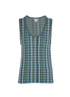 Bottega Veneta Checked Tank Top, &pound;190, Clothing, Black/Blue/White, Linen/Viscose, Front view