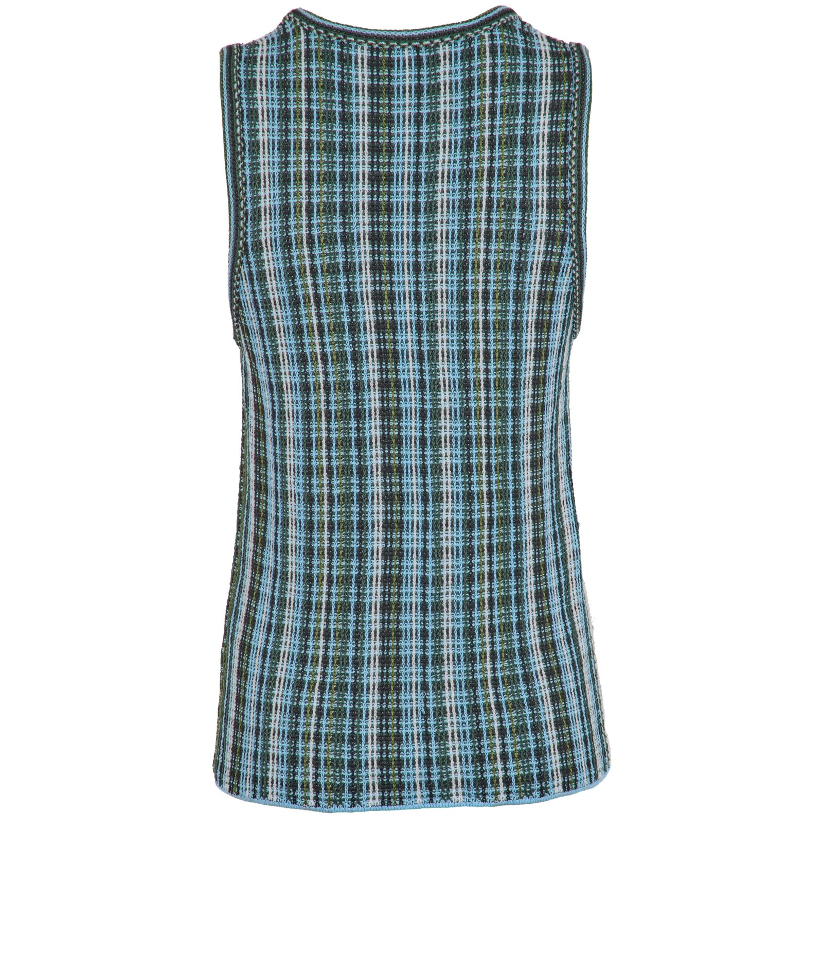 Bottega Veneta Checked Tank Top, &pound;190, Clothing, Black/Blue/White, Linen/Viscose, Back view