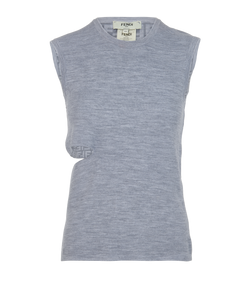 Fendi Cut Out Knit Pullover, Wool, Grey, UK8, 2*