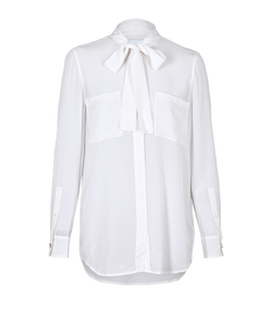 Burberry Bow Tie Blouse, Silk, White, UK8, 3*