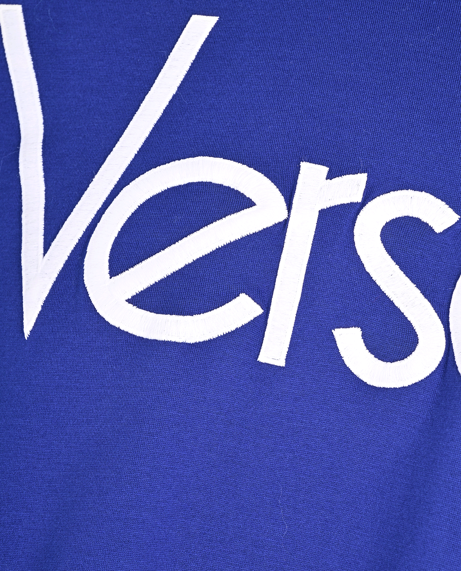 Versace Logo Embroidered T-Shirt, &pound;110, Clothing, Blue, Cotton, Other view
