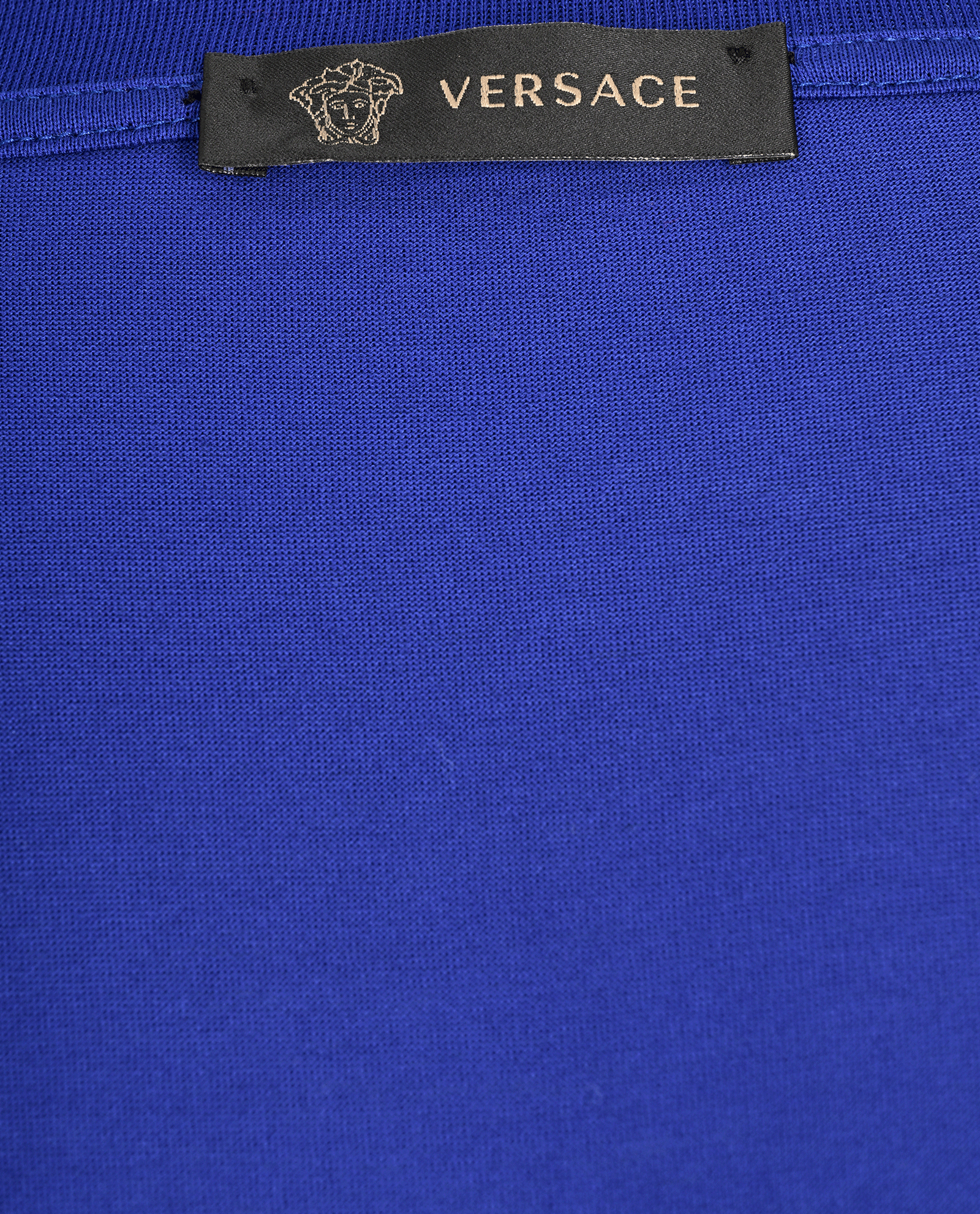 Versace Logo Embroidered T-Shirt, &pound;110, Clothing, Blue, Cotton, Other view