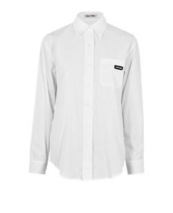 Miu Miu Logo Shirt, Cotton, White, UK4, 3*