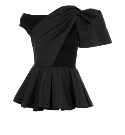 Alexander McQueen Asymmetric Peplum Top, &pound;195, Clothing, Black, Cotton/Polyester (Polymer), Front view
