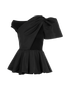 Alexander McQueen Asymmetric Peplum Top, &pound;195, Clothing, Black, Cotton/Polyester (Polymer), Front view
