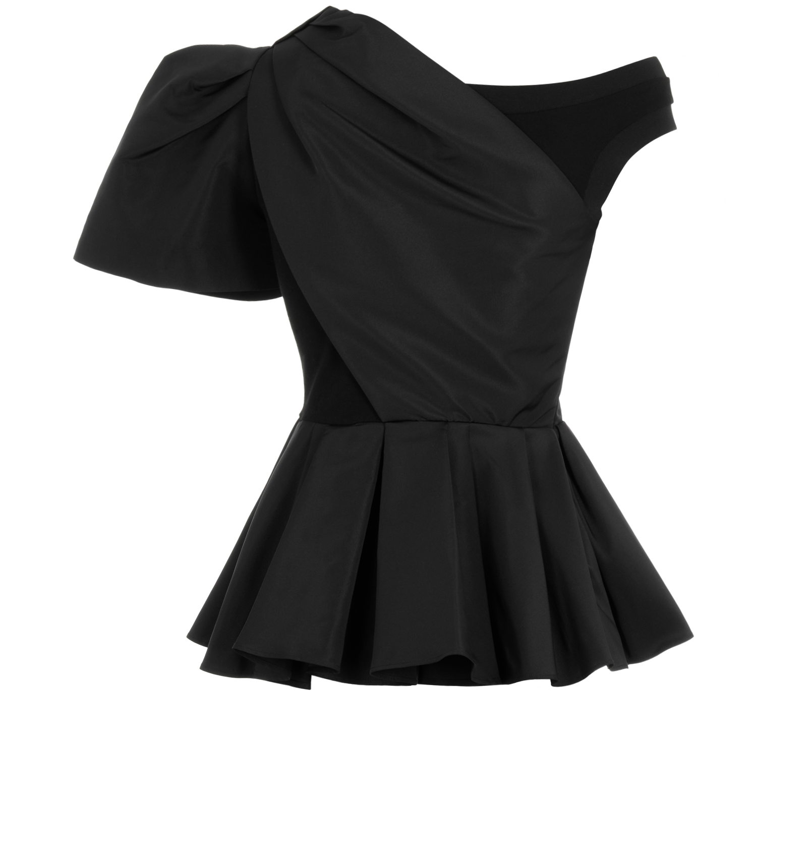 Alexander McQueen Asymmetric Peplum Top, &pound;195, Clothing, Black, Cotton/Polyester (Polymer), Back view