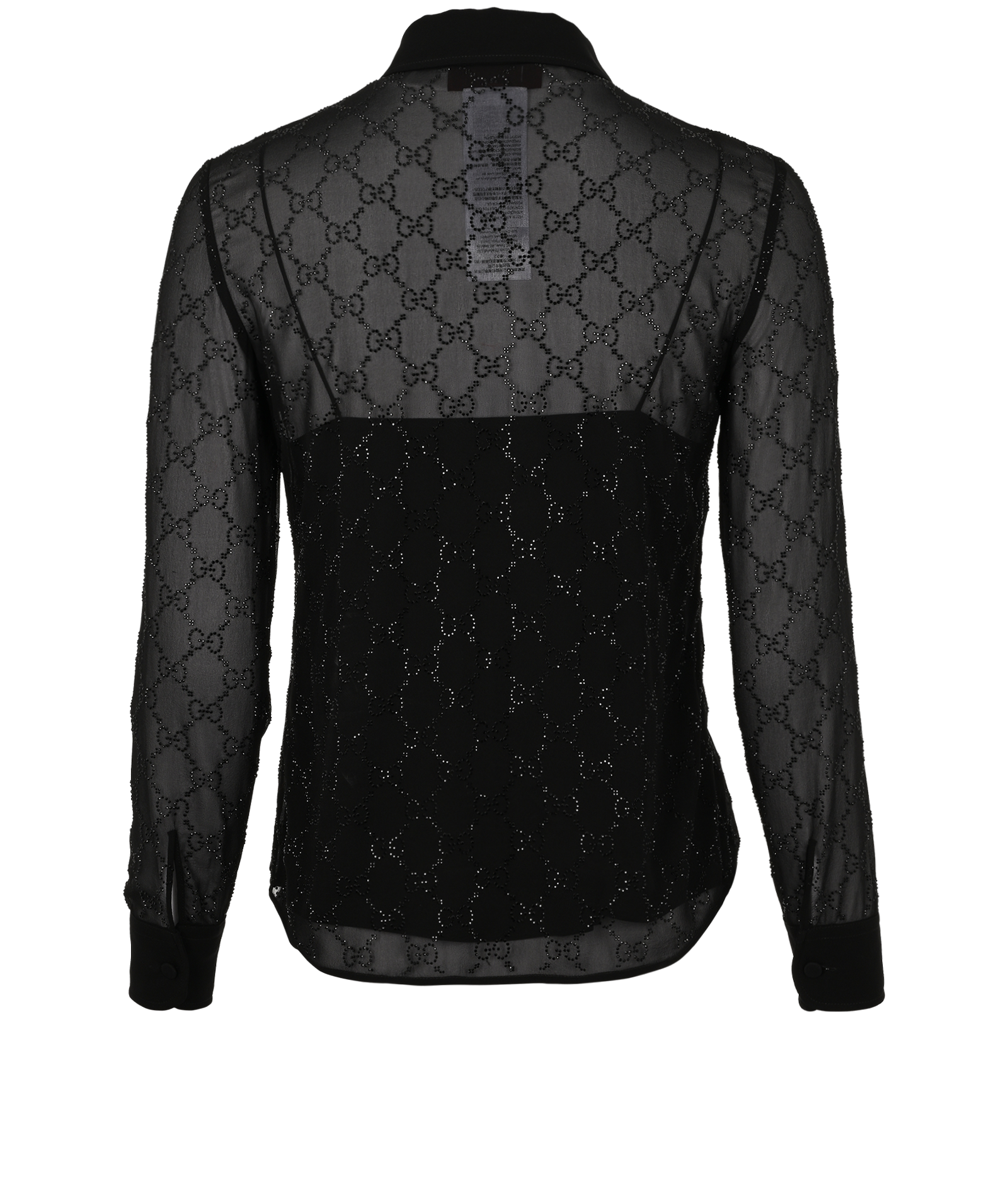 Gucci GG Crystal Embellished Shirt, &pound;350, Clothing, Black, Silk, Back view