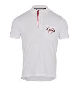 Prada Logo Polo Shirt, Cotton, White/Red, Sz S, 3* Tops
