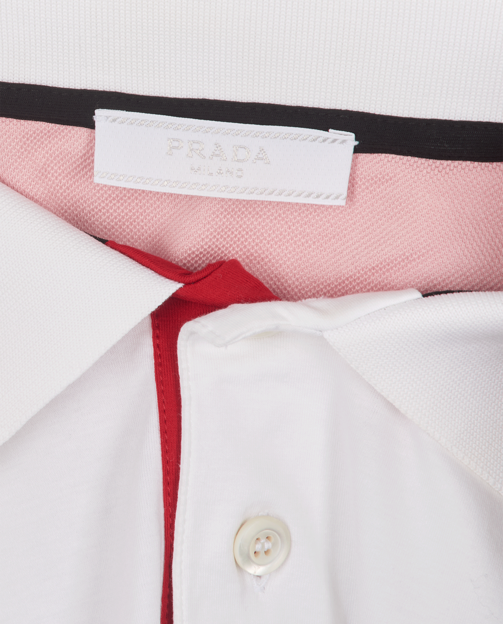 Prada Logo Polo Shirt, &pound;150, Clothing, Red/White, Cotton, Other view