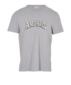 Ami Paris Logo Print T-Shirt, Mens, Cotton, Grey, Sz XL, 3*
