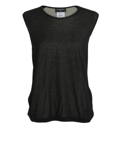 Chanel CC Knit Vest, &pound;395, Clothing, Black, Cashmere, Front view