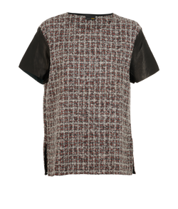 Fendi Leather Flap T-Shirt, Wool, Grey, Sz L, 2*