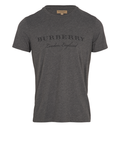 Burberry Logo Print T-Shirt, &pound;110, Clothing, Grey, Cotton/Polyester (Polymer), Front view