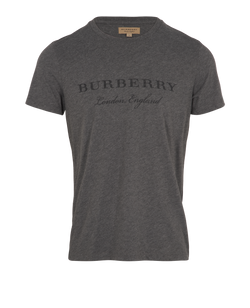 Burberry Logo Print T-Shirt, Mens, Poly/Cotton, Grey, Sz M, 3*