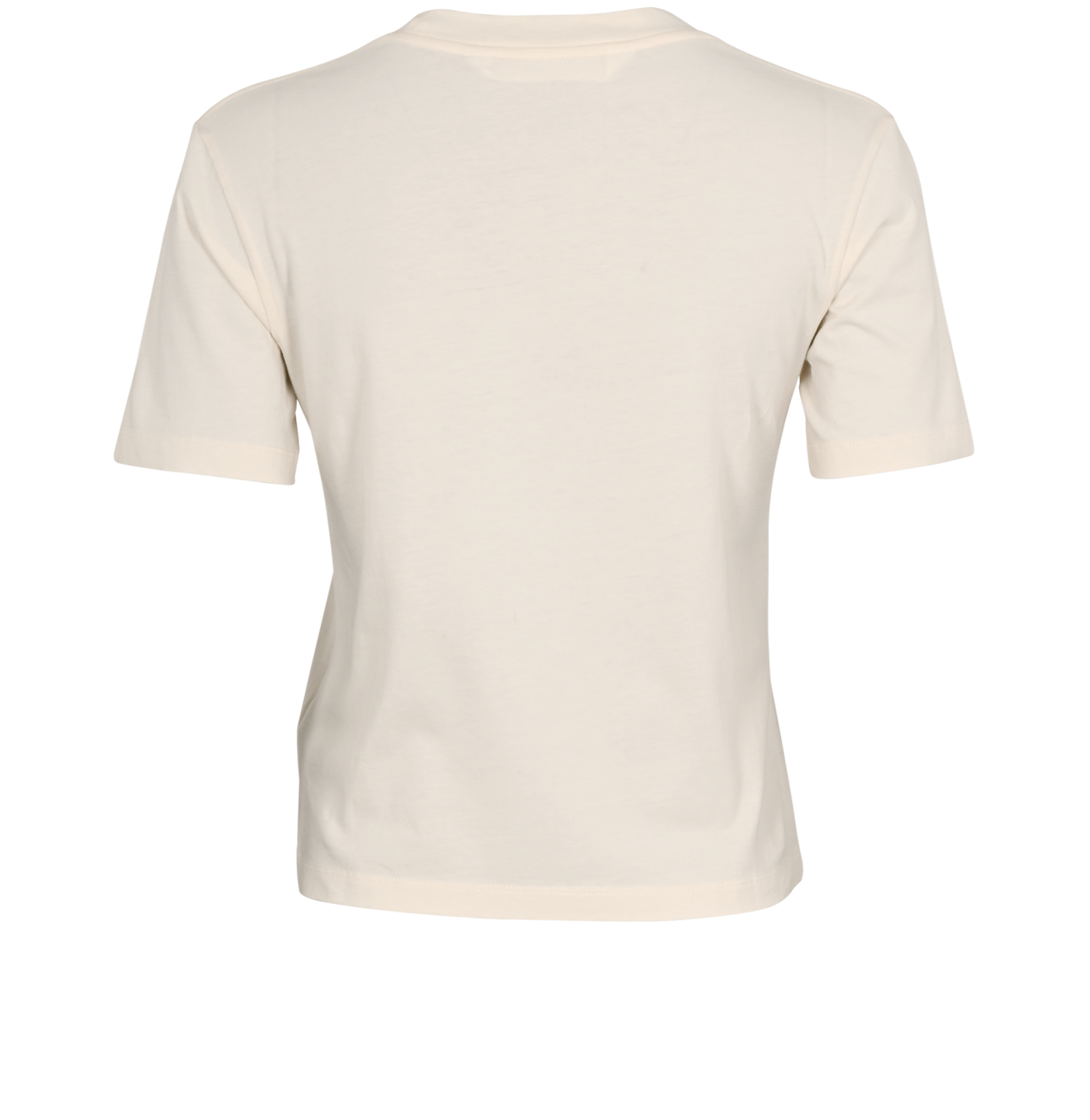 Palm Angels Logo Embroidered Cropped T-Shirt, &pound;70, Clothing, Cream, Cotton, Back view