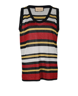 Gucci Striped Sleeveless Top, Viscose, Metallic Multi, Sz XL, 3*