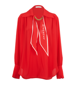 Givenchy Chain Blouse, Silk, Red, UK14, 3*