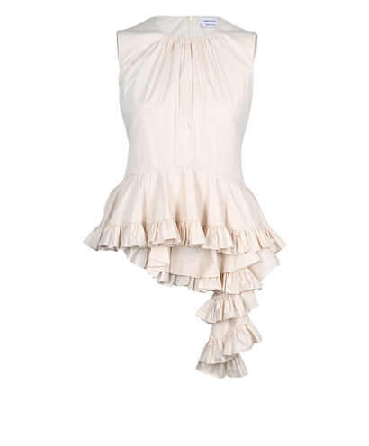 Alexander McQueen Ruffle Top, &pound;495, Clothing, Beige, Cotton, Front view