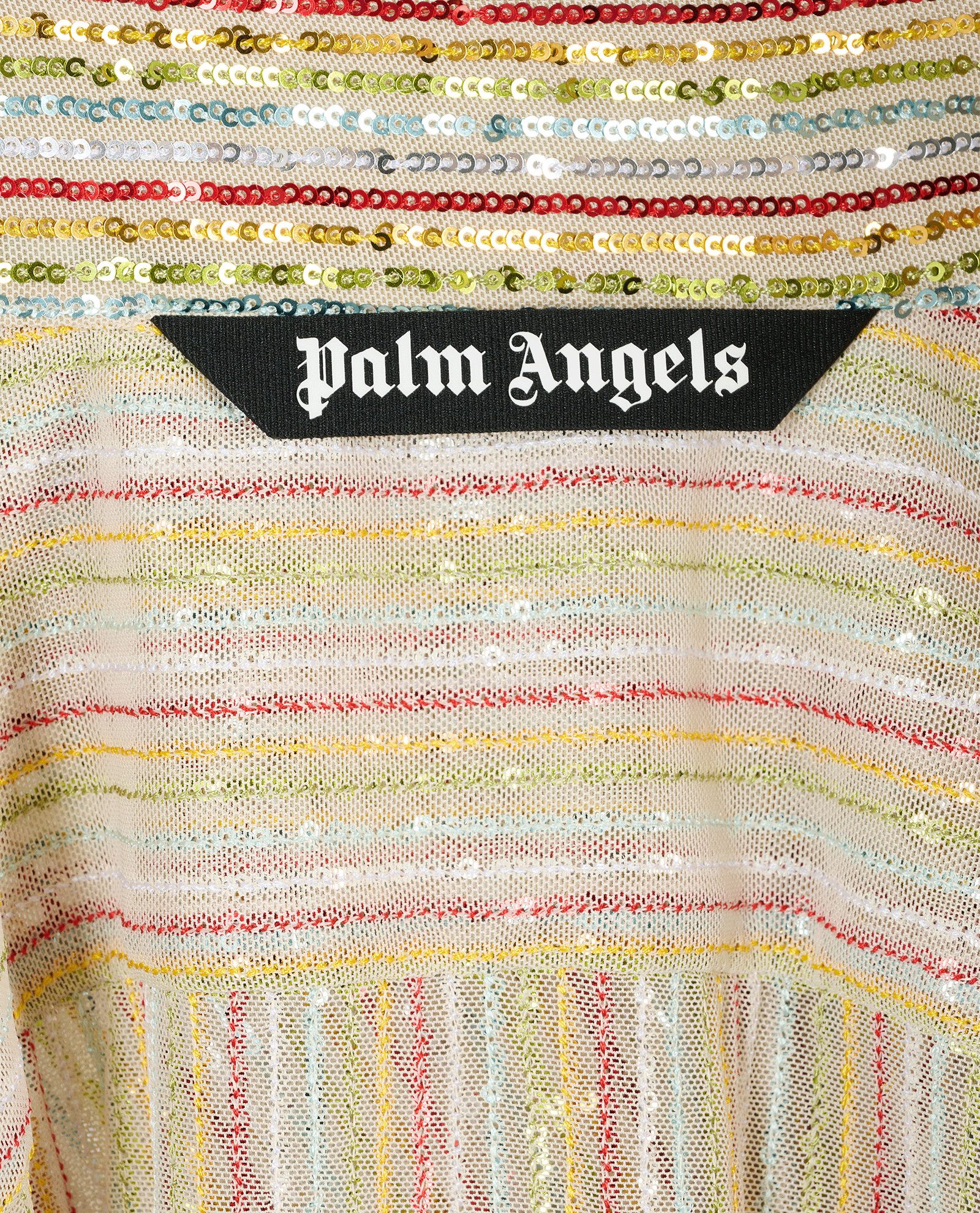 Palm Angels Rainbow Sequin Bowling Shirt, &pound;220, Clothing, Green/Red/Yellow, Polyester (Polymer)/Sequins, Other view