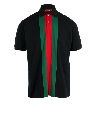 Gucci Web Polo Shirt, &pound;310, Clothing, Black/Green/Red, Cotton, Front view