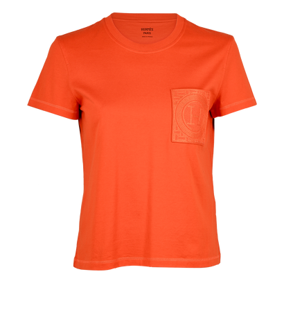 Hermes Embroidered Logo T-Shirt, &pound;275, Clothing, Orange, Cotton, Front view