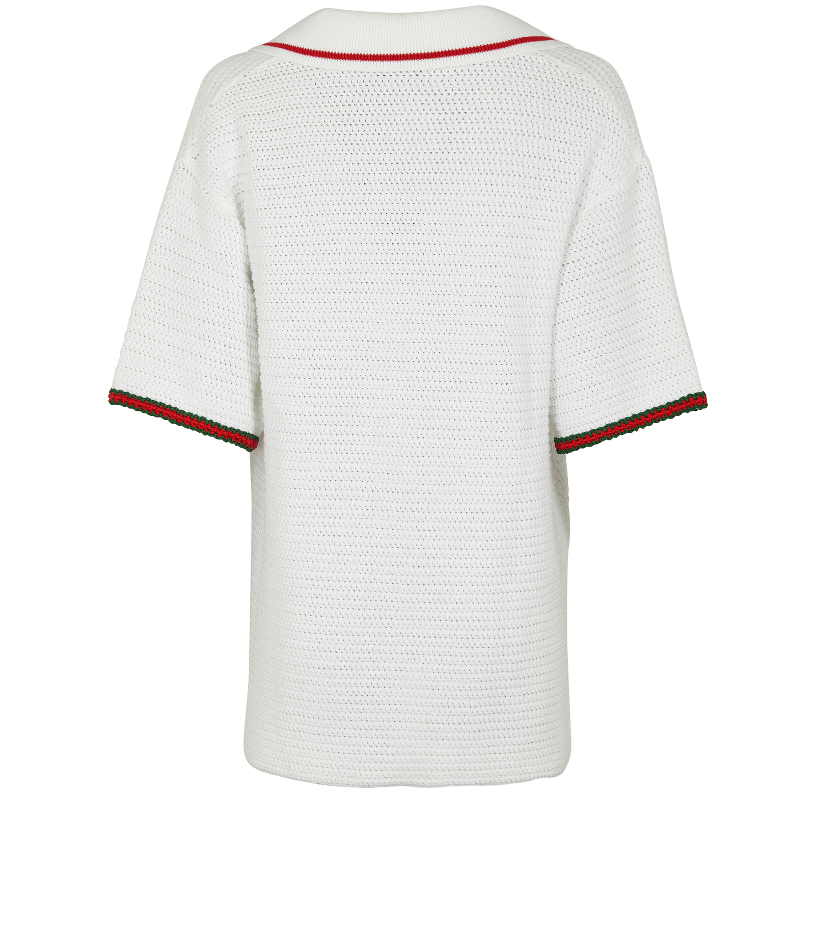 Gucci 2024 Horsebit-Detail V-Neck Polo Top, &pound;350, Clothing, White, Cotton, Back view