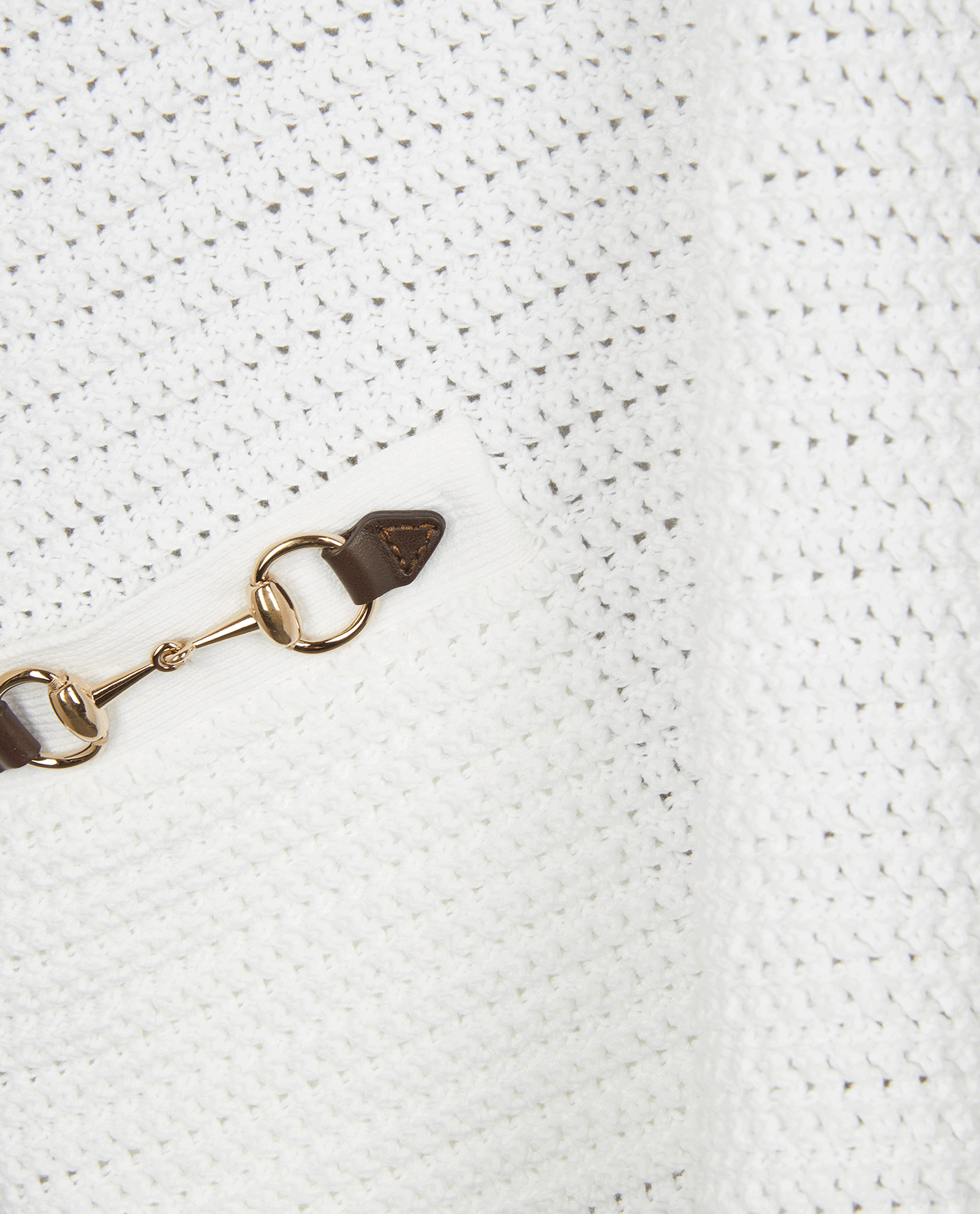 Gucci 2024 Horsebit-Detail V-Neck Polo Top, &pound;350, Clothing, White, Cotton, Other view