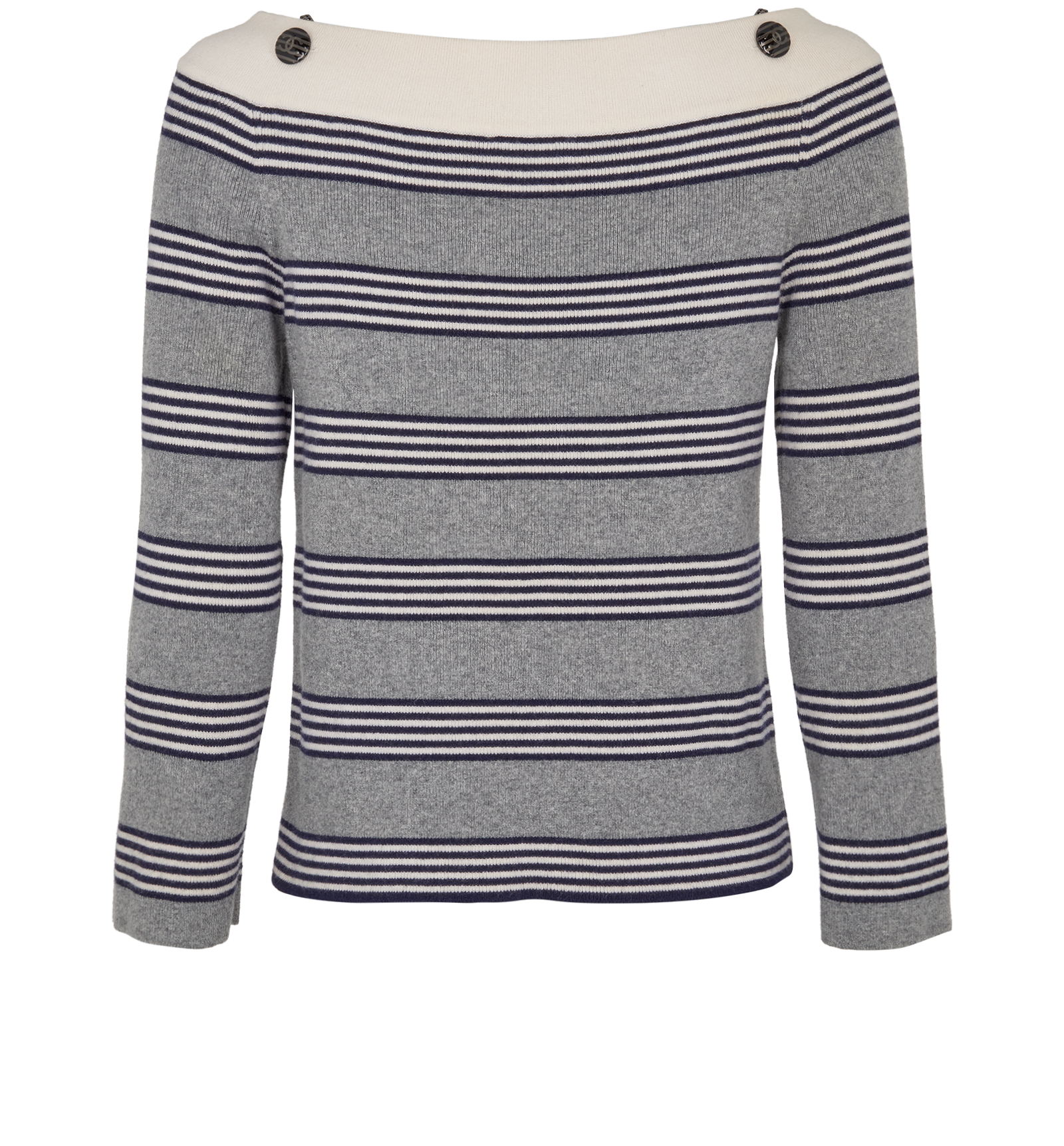 Chanel Striped Long Sleeves Top, &pound;850, Clothing, Grey, Cashmere, Back view
