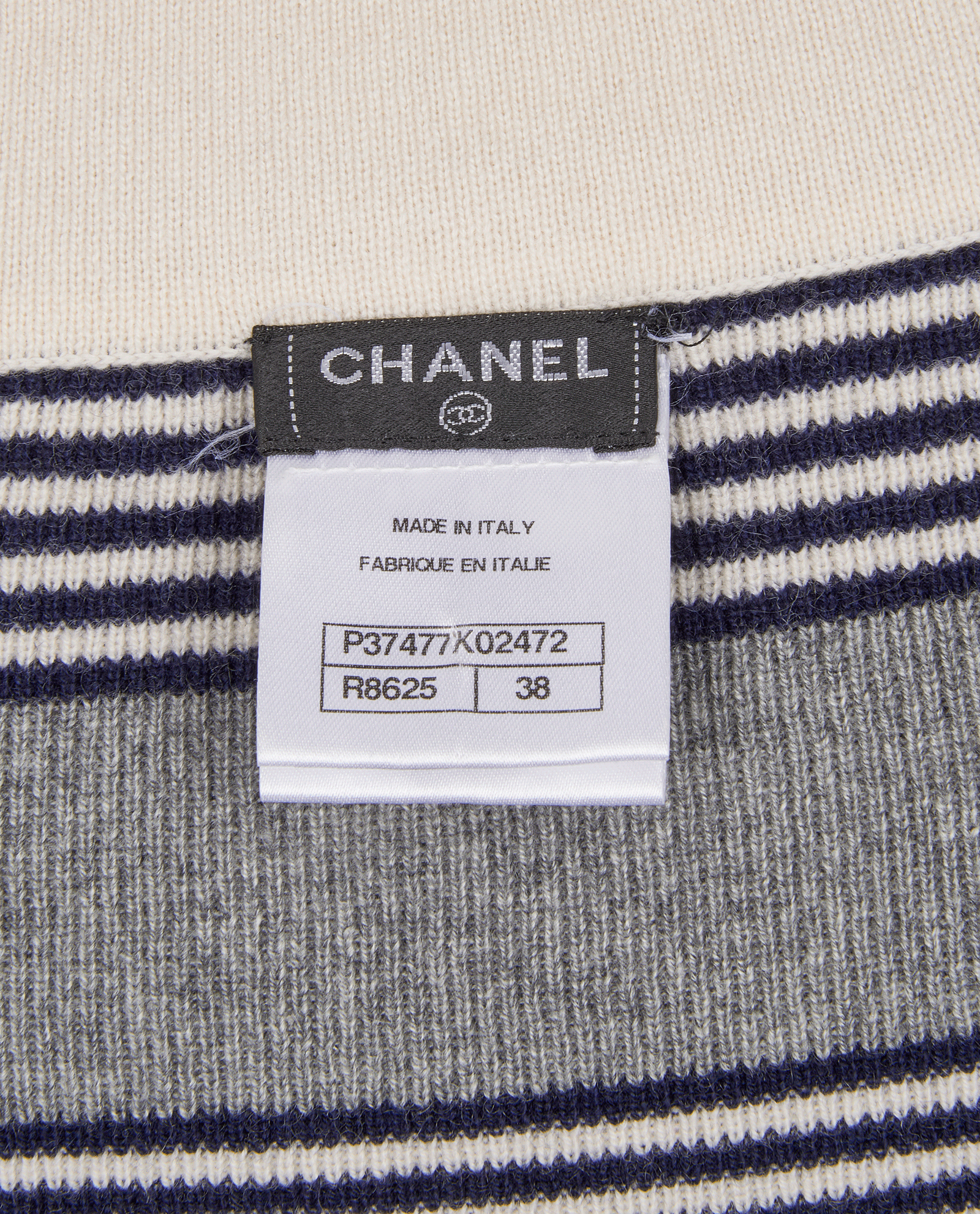 Chanel Striped Long Sleeves Top, &pound;850, Clothing, Grey, Cashmere, Other view