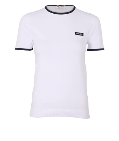 Miu Miu Crew Neck T-Shirt, &pound;450, Clothing, White, Nylon, Front view