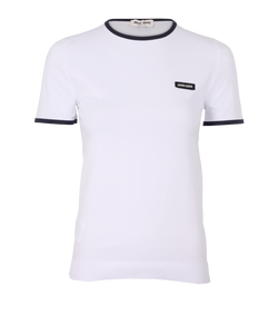 Miu Miu Crew Neck T-Shirt, Nylon, White, Sz S, 2*