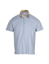 Burberry Check Collar Polo T-Shirt, &pound;195, Clothing, Blue, Cotton, Front view