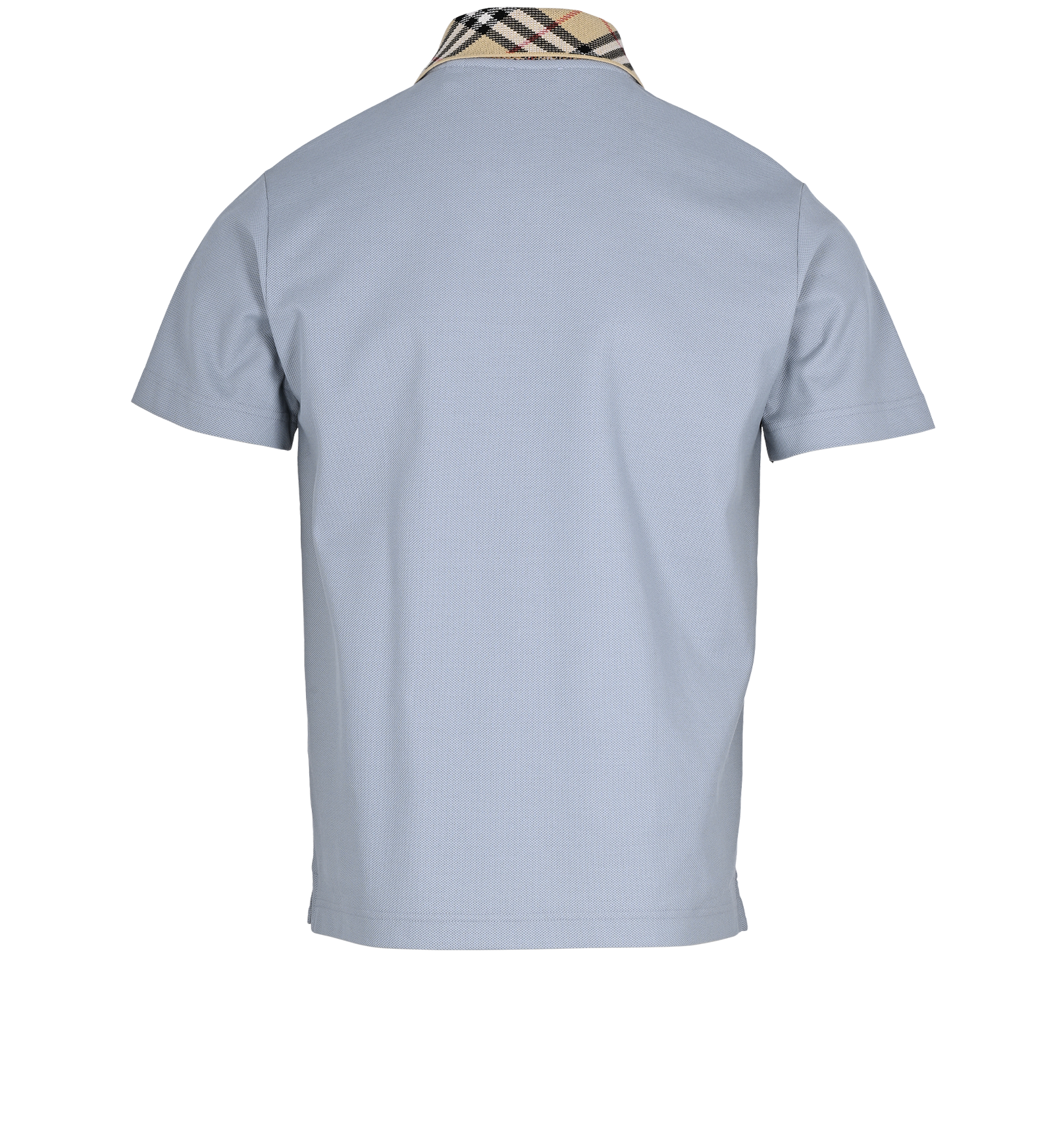 Burberry Check Collar Polo T-Shirt, &pound;195, Clothing, Blue, Cotton, Back view