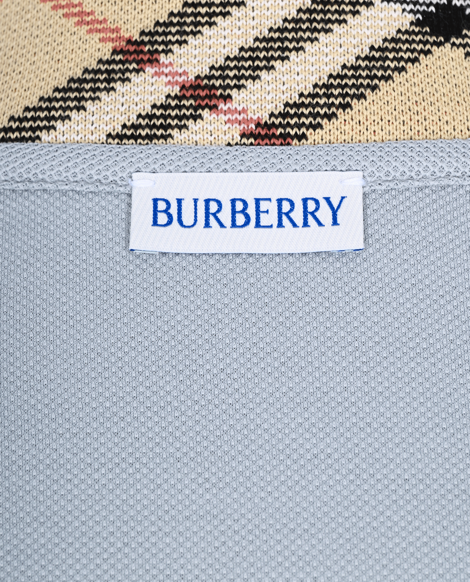 Burberry Check Collar Polo T-Shirt, &pound;195, Clothing, Blue, Cotton, Other view