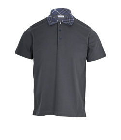 Burberry Check Collar Polo T-Shirt, Mens, Cotton, Grey, Sz M, 3*