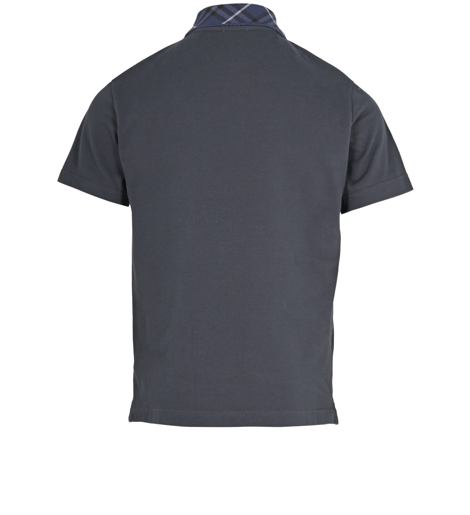 Burberry Check Collar Polo T-Shirt, &pound;195, Clothing, Grey, Cotton, Back view