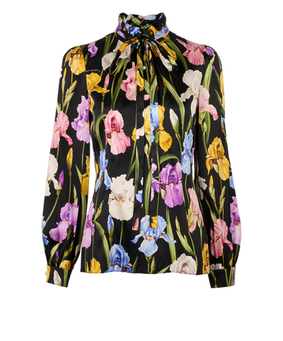 Dolce & Gabbana Floral Blouse, &pound;150, Clothing, Black/Pink, Silk, Front view