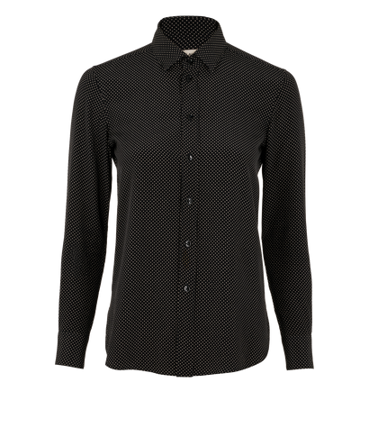 Saint Laurent Polka Dot Shirt, &pound;150, Clothing, Black, Silk, Front view