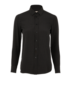 Saint Laurent Polka Dot Shirt, Silk, Black, UK 6, 3*