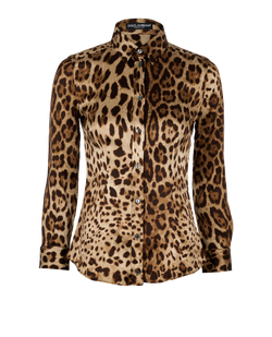 Dolce & Gabbana Leopard Print Shirt, Silk, Beige/Brown, UK 8, 3*